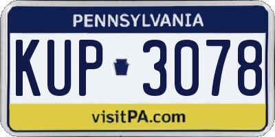 PA license plate KUP3078