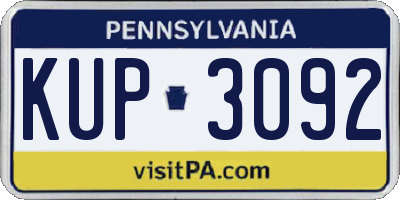 PA license plate KUP3092