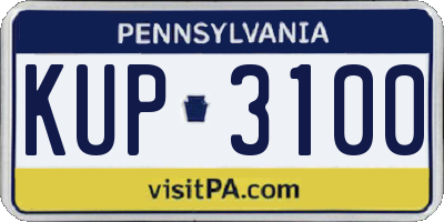 PA license plate KUP3100