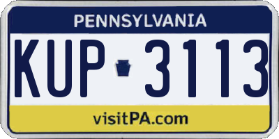 PA license plate KUP3113