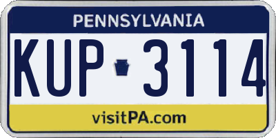 PA license plate KUP3114