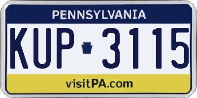 PA license plate KUP3115
