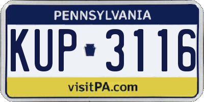 PA license plate KUP3116