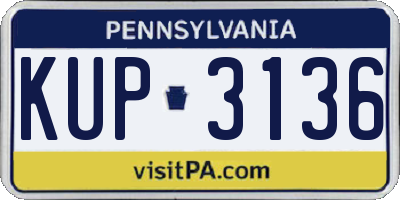 PA license plate KUP3136