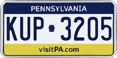 PA license plate KUP3205