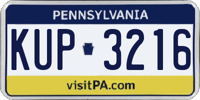 PA license plate KUP3216