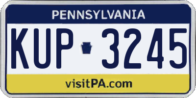 PA license plate KUP3245