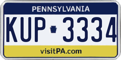 PA license plate KUP3334