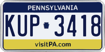 PA license plate KUP3418