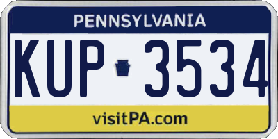 PA license plate KUP3534