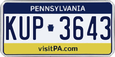 PA license plate KUP3643