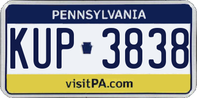 PA license plate KUP3838