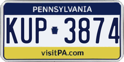 PA license plate KUP3874