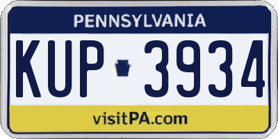 PA license plate KUP3934