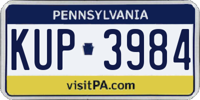 PA license plate KUP3984