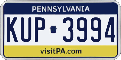 PA license plate KUP3994