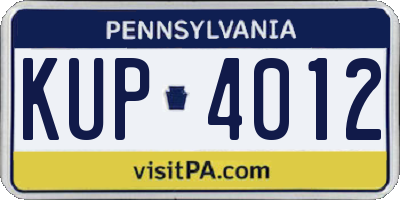 PA license plate KUP4012