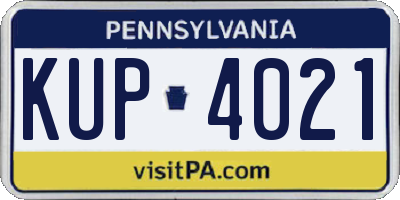 PA license plate KUP4021