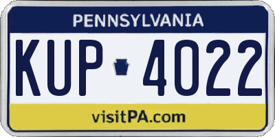 PA license plate KUP4022
