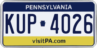 PA license plate KUP4026