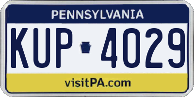 PA license plate KUP4029