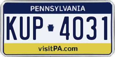 PA license plate KUP4031