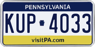 PA license plate KUP4033