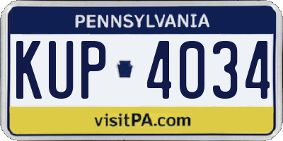 PA license plate KUP4034