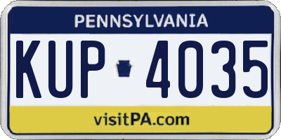 PA license plate KUP4035