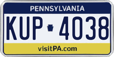PA license plate KUP4038
