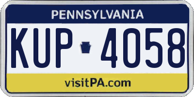 PA license plate KUP4058