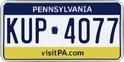 PA license plate KUP4077