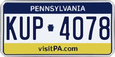 PA license plate KUP4078