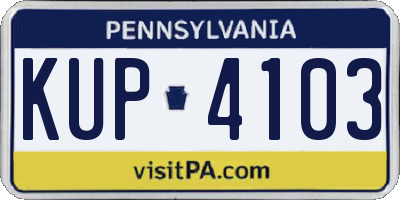 PA license plate KUP4103