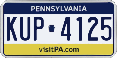 PA license plate KUP4125