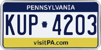 PA license plate KUP4203