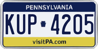 PA license plate KUP4205
