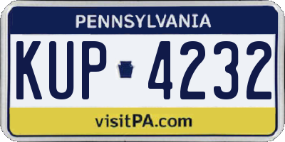 PA license plate KUP4232