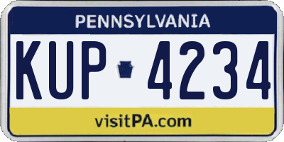 PA license plate KUP4234