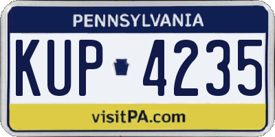PA license plate KUP4235