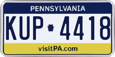 PA license plate KUP4418