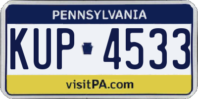 PA license plate KUP4533