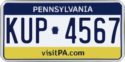 PA license plate KUP4567