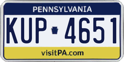 PA license plate KUP4651