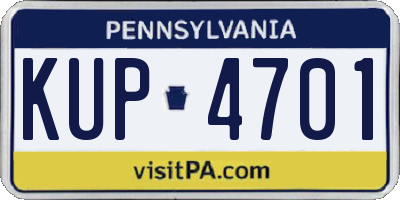 PA license plate KUP4701