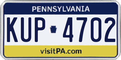PA license plate KUP4702