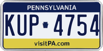 PA license plate KUP4754
