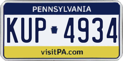 PA license plate KUP4934