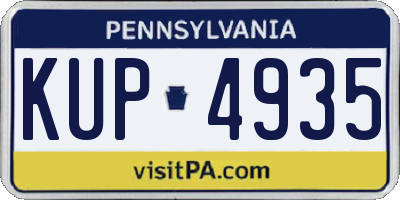 PA license plate KUP4935