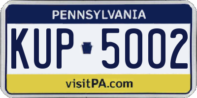PA license plate KUP5002